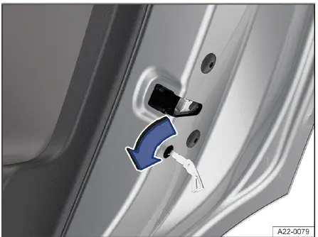 Fig. 1 En el frontal de la puerta trasera derecha: bloqueo