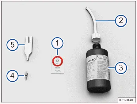 Fig. 1 Componentes del kit reparapinchazos